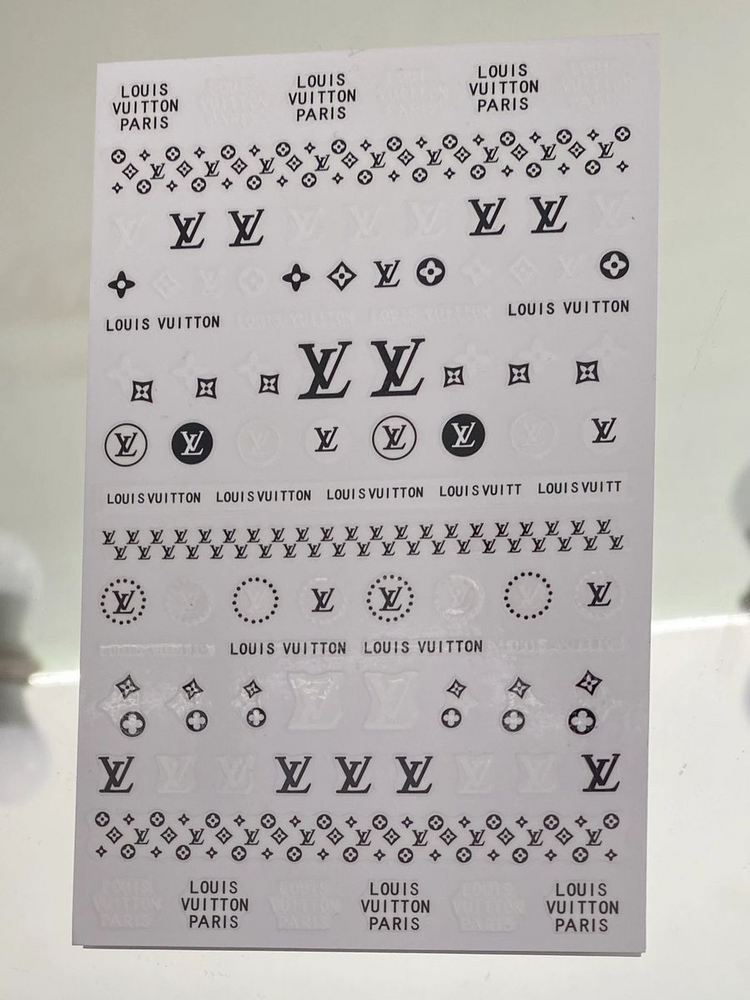 Black & White LV Logo Sticker Sheet - Large