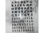 OLD ENGLISH LETTER & NUMBERS STICKER SHEET - BLACK